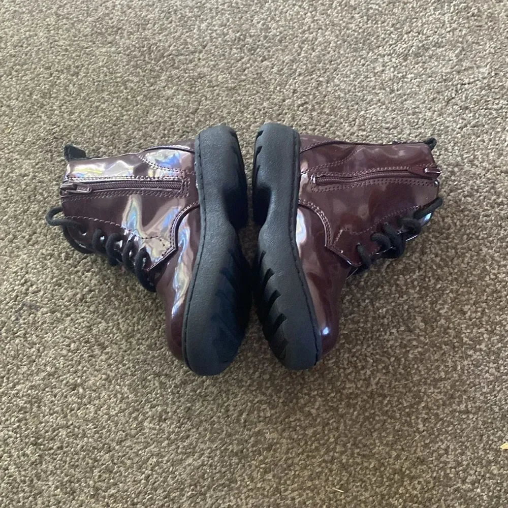 Zara Toddler Plum Purple Patent Faux Leather Combat Boots
